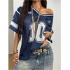 image:imageRoseSeek Jersey Shirts for Women Number Graphic V Neck Oversized Tshirts Y2k Football Jersey StreetwearBlue
