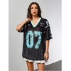 image:imageRoseSeek Jersey Shirts for Women Number Graphic V Neck Oversized Tshirts Y2k Football Jersey StreetwearBowknot Graphic