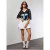 image:imageRoseSeek Jersey Shirts for Women Number Graphic V Neck Oversized Tshirts Y2k Football Jersey StreetwearBowknot Graphic