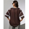 image:imageRoseSeek Jersey Shirts for Women Number Graphic V Neck Oversized Tshirts Y2k Football Jersey StreetwearBrown