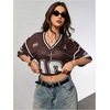 image:imageRoseSeek Jersey Shirts for Women Number Graphic V Neck Oversized Tshirts Y2k Football Jersey StreetwearBrown