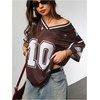image:imageRoseSeek Jersey Shirts for Women Number Graphic V Neck Oversized Tshirts Y2k Football Jersey StreetwearBrown