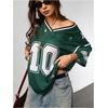image:imageRoseSeek Jersey Shirts for Women Number Graphic V Neck Oversized Tshirts Y2k Football Jersey StreetwearDark Green