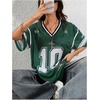 image:imageRoseSeek Jersey Shirts for Women Number Graphic V Neck Oversized Tshirts Y2k Football Jersey StreetwearDark Green
