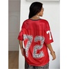 image:imageRoseSeek Jersey Shirts for Women Number Graphic V Neck Oversized Tshirts Y2k Football Jersey StreetwearDark Red