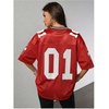 image:imageRoseSeek Jersey Shirts for Women Number Graphic V Neck Oversized Tshirts Y2k Football Jersey StreetwearLight Red
