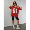 image:imageRoseSeek Jersey Shirts for Women Number Graphic V Neck Oversized Tshirts Y2k Football Jersey StreetwearLight Red