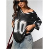 image:imageRoseSeek Jersey Shirts for Women Number Graphic V Neck Oversized Tshirts Y2k Football Jersey StreetwearNumber Black