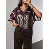 image:imageRoseSeek Jersey Shirts for Women Number Graphic V Neck Oversized Tshirts Y2k Football Jersey StreetwearNumber Brown