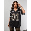 image:imageRoseSeek Jersey Shirts for Women Number Graphic V Neck Oversized Tshirts Y2k Football Jersey StreetwearNumber Graphic Black