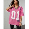 image:imageRoseSeek Jersey Shirts for Women Number Graphic V Neck Oversized Tshirts Y2k Football Jersey StreetwearNumber Hot Pink