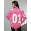 image:imageRoseSeek Jersey Shirts for Women Number Graphic V Neck Oversized Tshirts Y2k Football Jersey StreetwearNumber Hot Pink