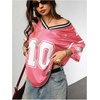image:imageRoseSeek Jersey Shirts for Women Number Graphic V Neck Oversized Tshirts Y2k Football Jersey StreetwearNumber Pink