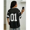 image:imageRoseSeek Jersey Shirts for Women Number Graphic V Neck Oversized Tshirts Y2k Football Jersey StreetwearNumber Print Black