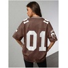 image:imageRoseSeek Jersey Shirts for Women Number Graphic V Neck Oversized Tshirts Y2k Football Jersey StreetwearNumber Print Brown