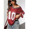 image:imageRoseSeek Jersey Shirts for Women Number Graphic V Neck Oversized Tshirts Y2k Football Jersey StreetwearRed and White