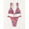 image:imageRoseSeek Womens 2 Piece Floral Tropical Print Bikini Set Boho Triangle Bathing Suit Tie Backless Swimsuit SetsDeep Pink