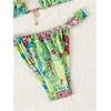 image:imageRoseSeek Womens 2 Piece Floral Tropical Print Bikini Set Boho Triangle Bathing Suit Tie Backless Swimsuit SetsGreen