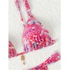 image:imageRoseSeek Womens 2 Piece Floral Tropical Print Bikini Set Boho Triangle Bathing Suit Tie Backless Swimsuit SetsHot Pink