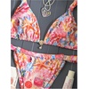 image:imageRoseSeek Womens 2 Piece Floral Tropical Print Bikini Set Boho Triangle Bathing Suit Tie Backless Swimsuit SetsMulticolor Red