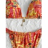 image:imageRoseSeek Womens 2 Piece Floral Tropical Print Bikini Set Boho Triangle Bathing Suit Tie Backless Swimsuit SetsOrange Patterned