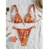 image:imageRoseSeek Womens 2 Piece Floral Tropical Print Bikini Set Boho Triangle Bathing Suit Tie Backless Swimsuit SetsOrange Patterned