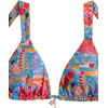 image:imageRoseSeek Womens 2 Piece Floral Tropical Print Bikini Set Boho Triangle Bathing Suit Tie Backless Swimsuit SetsOrange and Blue