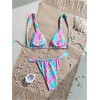 image:imageRoseSeek Womens 2 Piece Floral Tropical Print Bikini Set Boho Triangle Bathing Suit Tie Backless Swimsuit SetsPink and Blue