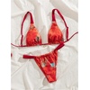 image:imageRoseSeek Womens 2 Piece Floral Tropical Print Bikini Set Boho Triangle Bathing Suit Tie Backless Swimsuit SetsRed