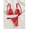 image:imageRoseSeek Womens 2 Piece Floral Tropical Print Bikini Set Boho Triangle Bathing Suit Tie Backless Swimsuit SetsRed