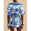 image:imageRoseSeek Womens 2 Piece Summer Skirt Sets Tropical Half Sleeve Top and Wrap Skirts Set Beach Vacation OutfitsBlue