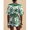 image:imageRoseSeek Womens 2 Piece Summer Skirt Sets Tropical Half Sleeve Top and Wrap Skirts Set Beach Vacation OutfitsGreen