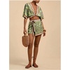 image:imageRoseSeek Womens 2 Piece Summer Skirt Sets Tropical Half Sleeve Top and Wrap Skirts Set Beach Vacation OutfitsGreen and Brown
