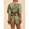 image:imageRoseSeek Womens 2 Piece Summer Skirt Sets Tropical Half Sleeve Top and Wrap Skirts Set Beach Vacation OutfitsGreen and Brown