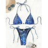 image:imageRoseSeek Womens 2 Pieces Zebra Striped Bikini Set Halter Triangle Swimsuit Y2K Tie Side Bathing SuitBlue