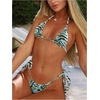 image:imageRoseSeek Womens 2 Pieces Zebra Striped Bikini Set Halter Triangle Swimsuit Y2K Tie Side Bathing SuitBlue and Black