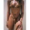 image:imageRoseSeek Womens 2 Pieces Zebra Striped Bikini Set Halter Triangle Swimsuit Y2K Tie Side Bathing SuitBrown