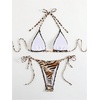 image:imageRoseSeek Womens 2 Pieces Zebra Striped Bikini Set Halter Triangle Swimsuit Y2K Tie Side Bathing SuitCoffee Brown