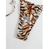 image:imageRoseSeek Womens 2 Pieces Zebra Striped Bikini Set Halter Triangle Swimsuit Y2K Tie Side Bathing SuitCoffee Brown