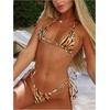 image:imageRoseSeek Womens 2 Pieces Zebra Striped Bikini Set Halter Triangle Swimsuit Y2K Tie Side Bathing SuitCoffee Brown