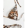 image:imageRoseSeek Womens 2 Pieces Zebra Striped Bikini Set Halter Triangle Swimsuit Y2K Tie Side Bathing SuitCoffee Brown