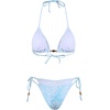 image:imageRoseSeek Womens 2 Pieces Zebra Striped Bikini Set Halter Triangle Swimsuit Y2K Tie Side Bathing SuitMint Blue