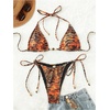 image:imageRoseSeek Womens 2 Pieces Zebra Striped Bikini Set Halter Triangle Swimsuit Y2K Tie Side Bathing SuitOrange