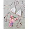 image:imageRoseSeek Womens 2 Pieces Zebra Striped Bikini Set Halter Triangle Swimsuit Y2K Tie Side Bathing SuitPink