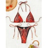 image:imageRoseSeek Womens 2 Pieces Zebra Striped Bikini Set Halter Triangle Swimsuit Y2K Tie Side Bathing SuitRed