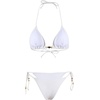 image:imageRoseSeek Womens 2 Pieces Zebra Striped Bikini Set Halter Triangle Swimsuit Y2K Tie Side Bathing SuitWhite