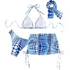 image:imageRoseSeek Womens 4 Piece Polka Dots Swimsuits Triangle Bathing Suit Bikini Sets Cover Up Skirt BandanaBlue and White