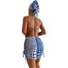 image:imageRoseSeek Womens 4 Piece Polka Dots Swimsuits Triangle Bathing Suit Bikini Sets Cover Up Skirt BandanaBlue and White