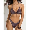 image:imageRoseSeek Womens 4 Piece Polka Dots Swimsuits Triangle Bathing Suit Bikini Sets Cover Up Skirt BandanaBrown Dots