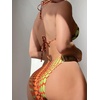image:imageRoseSeek Womens 4 Piece Polka Dots Swimsuits Triangle Bathing Suit Bikini Sets Cover Up Skirt BandanaBurnt Orange